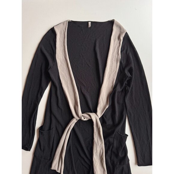 ANNETTE GORTZ Black Viscose Knit Long Wrap Tie Front Cardigan Sweater, Size M - Picture 8 of 16